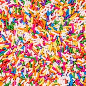 Birthday Babe Cake: colorful sprinkle topping close-up for a bold, celebratory cake vibe.